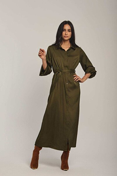 DALYDRESS فستان ميدي سادة نسائي مع حزام