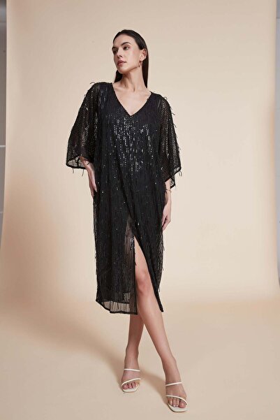 Yola Women's Solid V-Neck Midi Dress