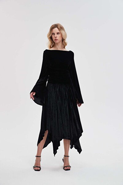 Livia فستان نسائي متوسط ​​الطول بأكمام طويلة