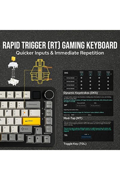 Ajazz AK820 MAX PLUS Tri-Mode Mechanical Keyboard with TFT Display, 8000mAh Battery, RGB Lighting, Black