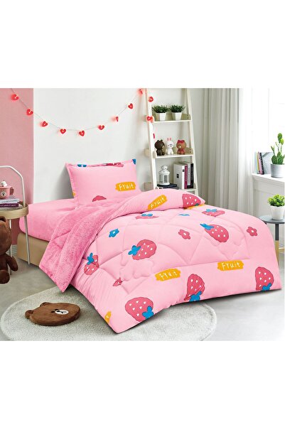 Red Rose 3-piece double-sided velvet fur children's bedspread for warm winter, quilt size 160*210