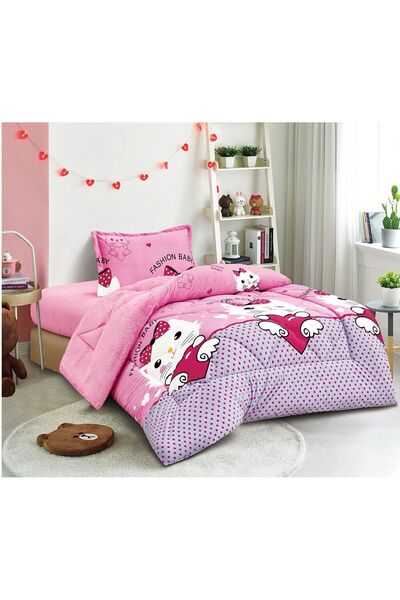 Red Rose 3-piece double-sided velvet fur children's bedspread for warm winter, quilt size 160*210