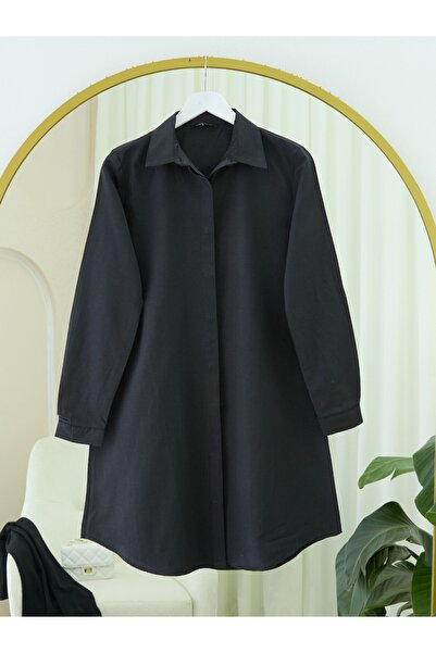 HİJABAYA Gizli Düğmeli Oval Kesim Uzun Gömlek