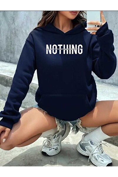 tkn your style Φούτερ με κουκούλα Unisex NOTHING με σχέδιο εκτύπωσης Trend Ov...