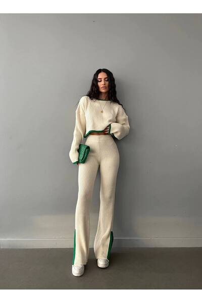 MEECY Women's Ribbed Cut-Out Leg Viral Knitwear Set