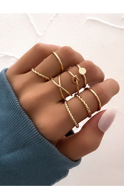 The Collection 10-Piece Combination Gold Ring Set
