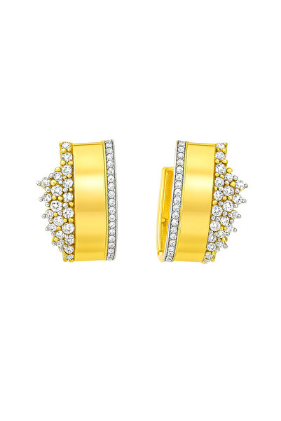 Sense of Atelier Royalty Stone Hoop Earrings-Dore