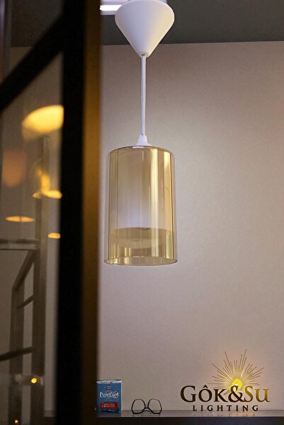 Göksu Lighting Cam Avize Tekli Bal Beyaz Renk Hol Balkon Mutfak