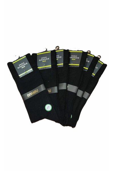 MocGrande جوارب طويلة من الخيزران مقاس كبير، 6 قطع، 11921 أسود