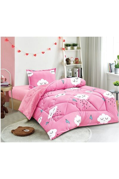 Red Rose 3-piece double-sided velvet fur children's bedspread for warm winter, quilt size 160*210