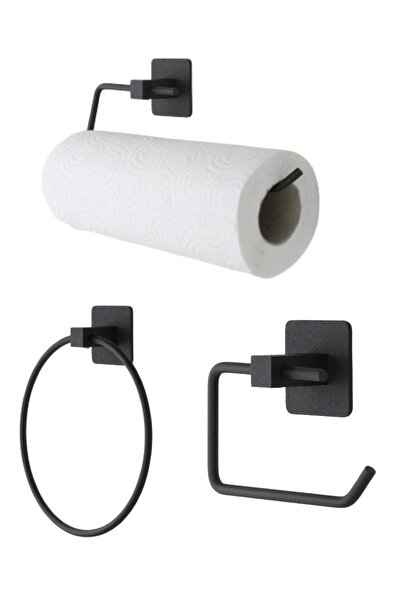 MayCap طقم من 3 قطع قابلة للصق، ورق تواليت قابل للصق وحوامل مناشف