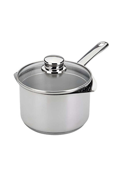 SİLAMPOS قدر غلي الحليب بمقبض طويل من الفولاذ المقاوم للصدأ سعة 1.9 لتر