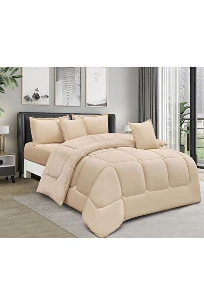 MİNG Lİ طقم لحاف مزوج شتوي نظام وجهين وجه مخمل وجه فرو ناعم نظام 6 قطع 230* 250سم