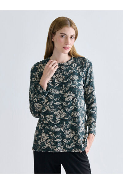LC Waikiki Yeni Sezon Bisiklet Yaka Desenli Kadın Bluz