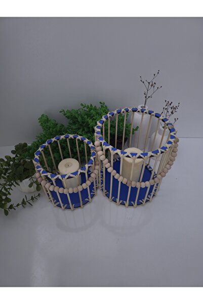 MUJA DEC Doğal El İşçiliği Bambu Fener Sepet,Mumluk,Saksı 2li 25ve15cm