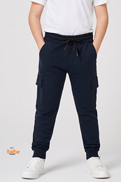 Trend Bebe Butik Pantaloni de trening pentru băieți, albastru marin, cu buzun...