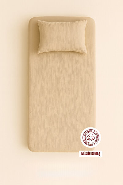 sutra 100% Cotton Muslin Fabric Single Fitted Sheet Set