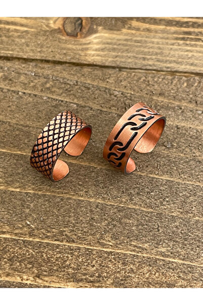 Rupen Kraft 100% Pure Copper Adjustable Size 2-Piece Ring Special Design Copper Ring