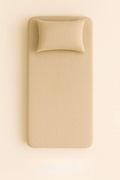 sutra 100% Cotton Muslin Fabric Single Fitted Sheet Set