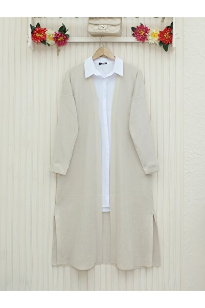 HİJABAYA Μακρύ πλεκτό πουλόβερ με σχισμές στα πλαϊνά