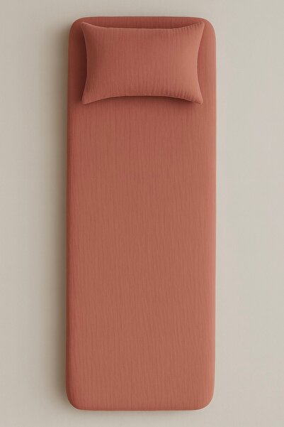 sutra 100% Cotton Muslin Fabric Single Fitted Sheet Set