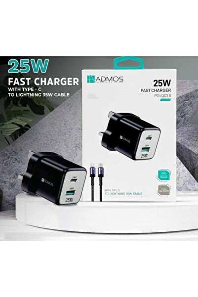 ADMOS 25W Fast Charger with 35W Type-C to Lightning Cable Black