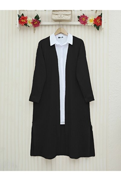 HİJABAYA Μακρύ πλεκτό πουλόβερ με σχισμές στα πλαϊνά