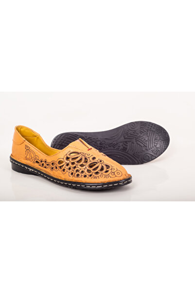 Condur by Paula Pantofi dama caual piele naturala galben inchis stil balerin