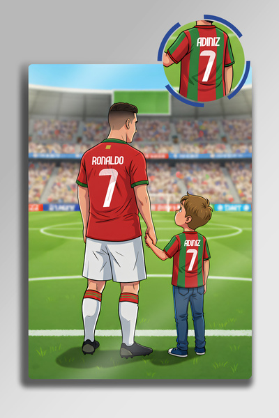 DekorHane Metal Baskı - CR7, Cristiano Ronaldo, Kişiselleştirilebilir Numara ...