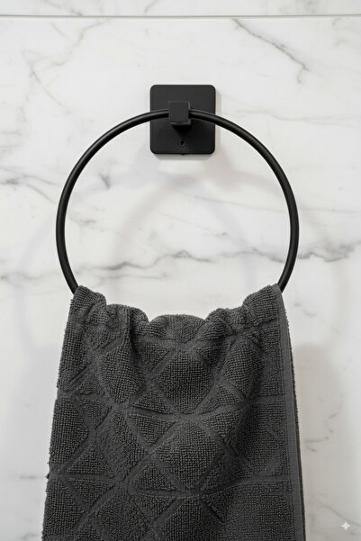 MayCap Kare Yapışkanlı Siyah Yuvarlak Havluluk