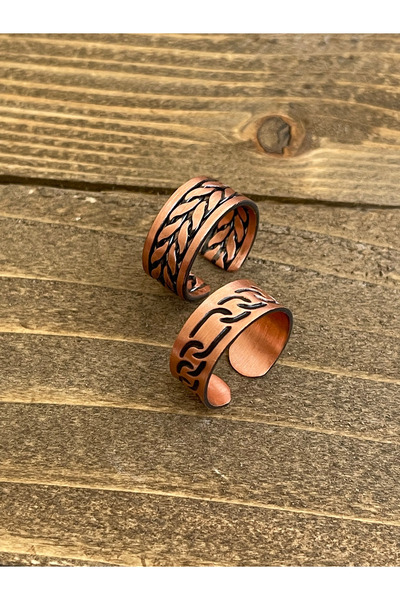 Rupen Kraft 100% Pure Copper Adjustable Size 2-Piece Ring Special Design Copper Ring