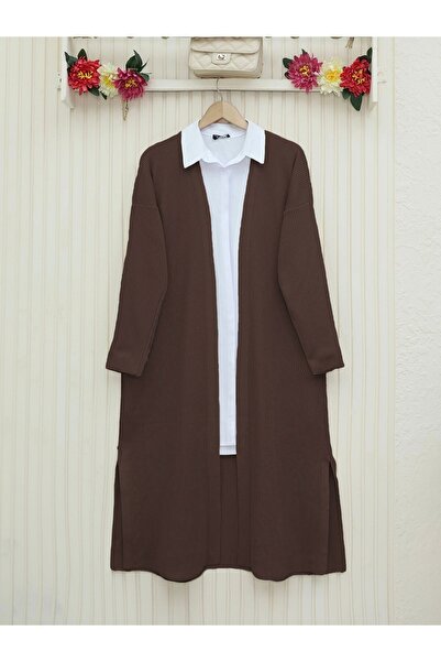 HİJABAYA Μακρύ πλεκτό πουλόβερ με σχισμές στα πλαϊνά