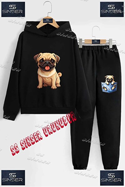 SS SİNSER طقم بدلة رياضية للأطفال من الجنسين مطبوع عليها عبارة 'كلب بوج ينتف ...