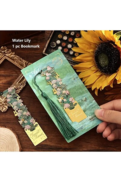 GlassySKY 1 Adet Sanatsal Resim Metal Kitap Ayraç Öğretmen Öğrenci Yazar Arka...