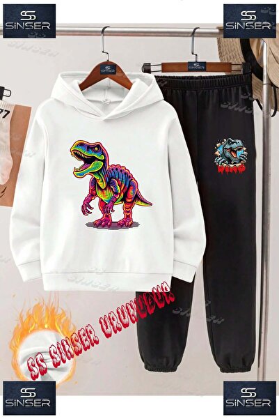 SS SİNSER Παιδικό Unisex Σετ Φόρμας με Κουκούλα "DINOSAUR COLORFUL SINGLE" με...
