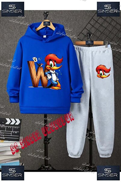 SS SİNSER Детски унисекс комплект спортен екип с качулка и специален принт „A...