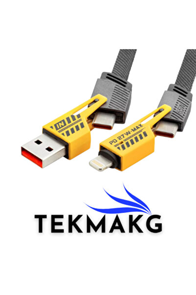 TEKMAKG 4'ü 1 Arada 65W PD Hızlı Şarj Kablosu - Type C & iOS Uyumlu ⚡️✔️⚡️