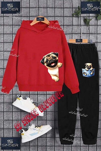 SS SİNSER طقم بدلة رياضية للأطفال من الجنسين مطبوع عليها عبارة 'كلب بوج ياندا...