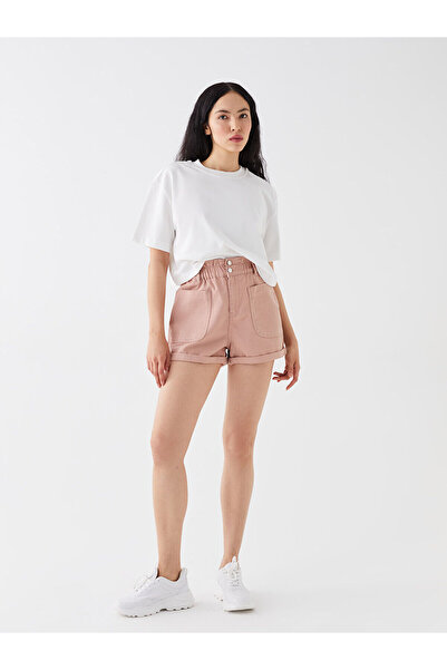 LC Waikiki TRENDLUCKY شورت جينز نسائي مريح بخصر مطاطي