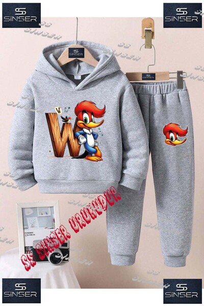 SS SİNSER Детски унисекс комплект спортен екип с качулка и специален принт „A...