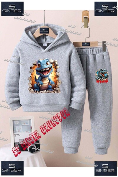 SS SİNSER Παιδικό Unisex Σετ Φόρμας με Κουκούλα "DINAZOR BLUE MAGARADAN CIKAN...