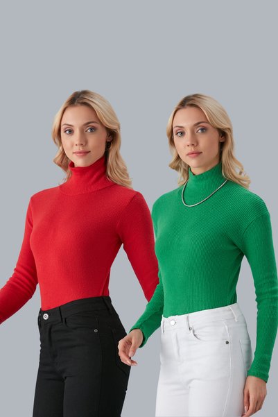 Cosy&Chic سترة صوفية عالية الرقبة، عبوة جاهزة من قطعتين، قطعة موسمية دافئة، ي...