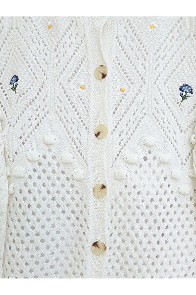 HİJABAYA Πλεκτή ζακέτα με κουμπιά με κέντημα λουλουδιών