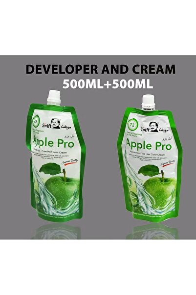 SWİFT Apple Pro Advanced Formula Hair Dye Cream, 100% Grey Coverage, Deep Black, 500ml