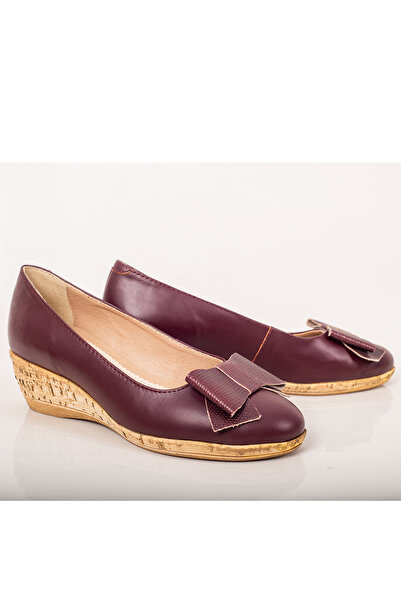 Condur by Paula Pantofi dama casual piele naturala burgundia stil balerin cu fundita