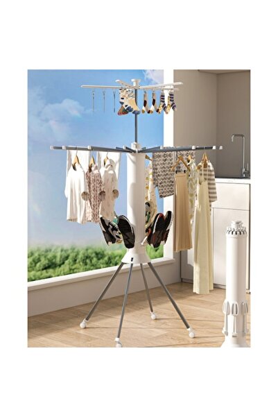 KASEVY Uscător de rufe pliabil, rotativ la 360°, cu roți, 16 bare de oțel, 20...