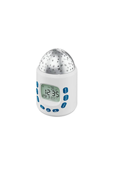 Auriol Alarm Clock, Star Projector, Thermometer, Display with Light and 10 Melodies, 9x14 cm