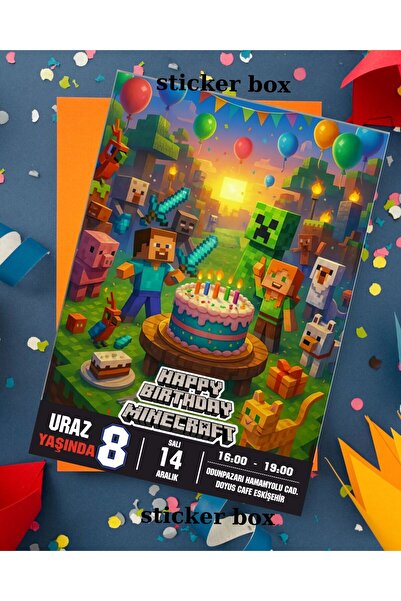 Think And Print 40 ADET Davetiye Çocuk Parti Malzemesi Doğum Günü Süsü Sünnet...