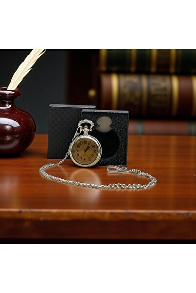 keyfim shop Kişiye Özel Kutulu Kapaklı Gümüş Köstekli Saat