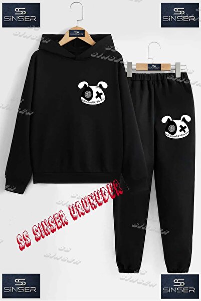 SS SİNSER Children's Unisex Custom Printed Hoodie and Sweatpants Set with a P...